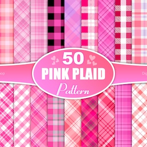Valentine Pink Plaid Seamless Pattern Bundle (Digital Paper)