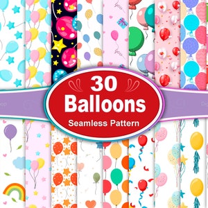 Balloon Seamless Pattern: Whimsical Party Designs (Digital Download)