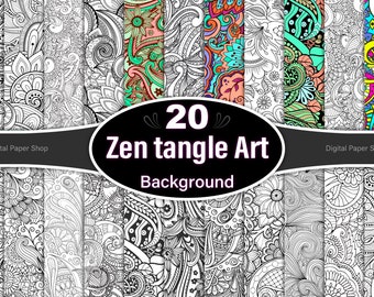 Zentangle Coloring Pages: 20 Unique Art Patterns (Digital Download)