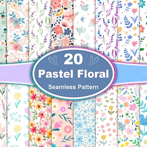 Pastel Flower Seamless Pattern, Pastel Floral Seamless Pattern, Pastel Flower Digital paper, Flower Pattern, Pastel Botanical Flower Pattern