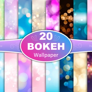 Sparkle Bokeh Backgrounds: 20 Digital Papers (3600x3600 JPG)