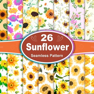 Sunflower Seamless Pattern, Sunflower Pattern, Sunflower Digital paper, Sunflowers Background, Sunflower Paper, Floral Scrapbooking Paper