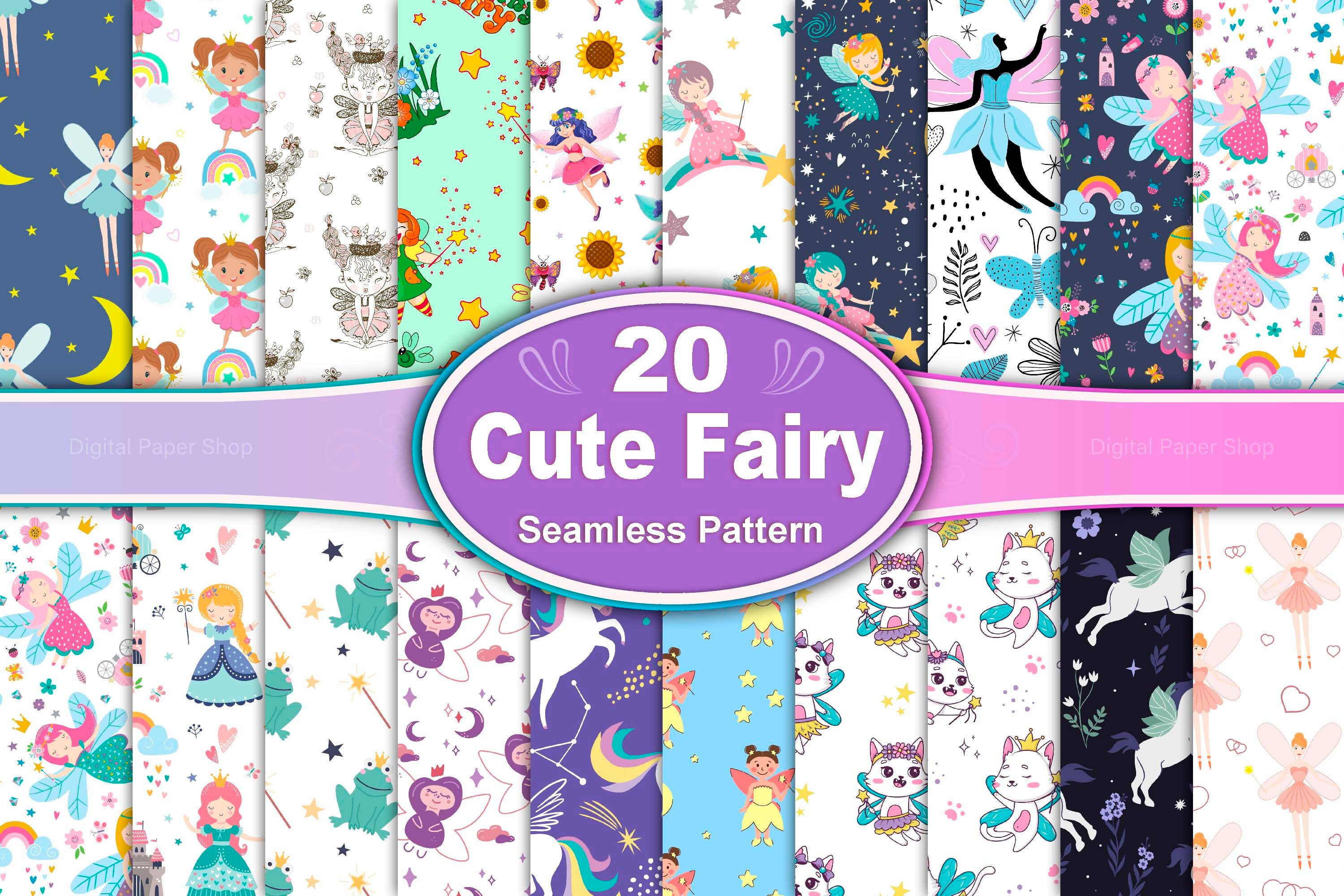 Fairy Seamless Pattern Bundle, Whimsical Designs (digital Download) - Etsy