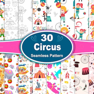 Circus Seamless Pattern, Circus Pattern, Circus Digital Paper, Nursery Circus Pattern, Circus Papers, Circus Background, Baby Shower Pattern
