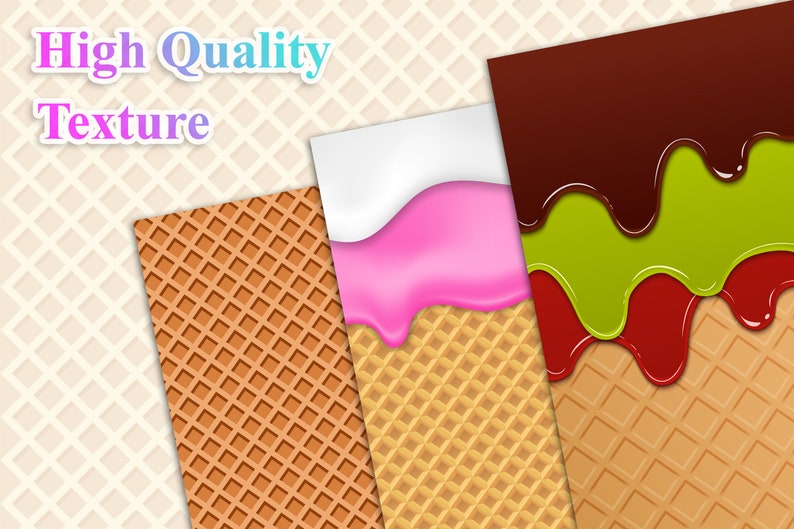 Ice Cream Waffle Cone Texture Backgrounds: 20 JPG Files (digital ...