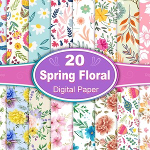 Spring Floral Digital Paper, Spring Flower Digital Paper, Spring Floral Pattern, Spring Digital Paper, Spring Background, Spring Pattern