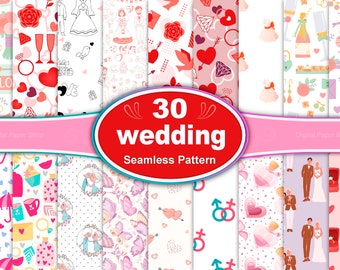 Elegant Wedding Seamless Pattern Bundle (JPG Files)