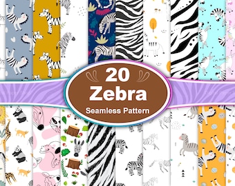 Pacchetto di motivi zebrati senza cuciture: stampa di animali selvatici (download digitale)