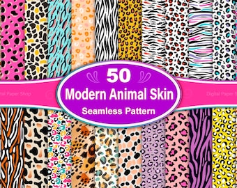50 Animal Skin Seamless Patterns: Modern Prints (Digital Paper)