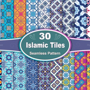 Islamic Tiles Seamless Pattern Bundle: 30 JPG Designs (Digital Download)
