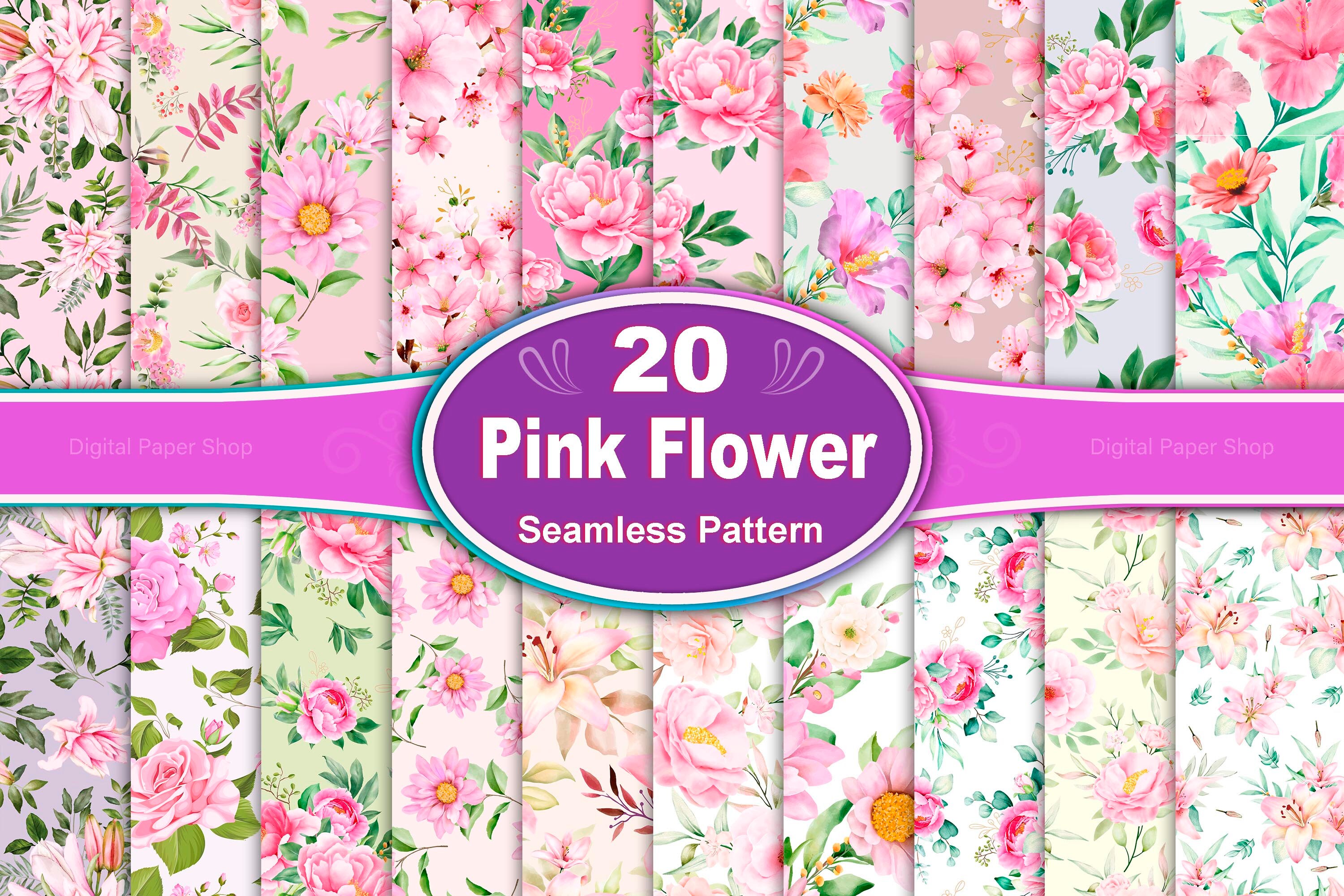 Beautiful Floral Seamless Pattern Large Pink Stock Illustration...