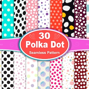 Polka Dot Seamless Pattern: 30 Abstract Digital Papers (JPG)