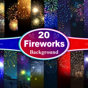 Happy New Year Fireworks Background, Colorful Fireworks Wallpapers, Fireworks Digital Papers, New Year Eve Party, Celebration Background