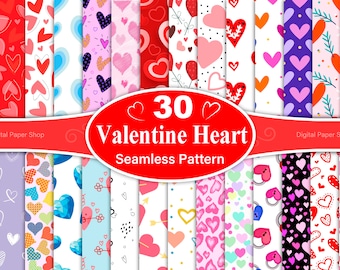 Valentine Heart Seamless Pattern Bundle: 30 JPG Files (Digital Download)
