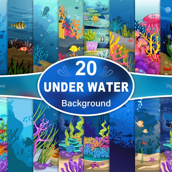 Under The Sea Background, Under Water Background, Under The Sea Wallpaper, Under the Sea Digital Paper, Ocean Underwater Scenery Wallpaper