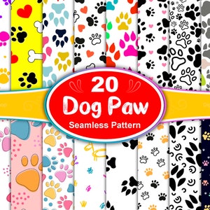 Dog Paw Print Seamless Pattern: Pet Lover Designs (Digital Paper)