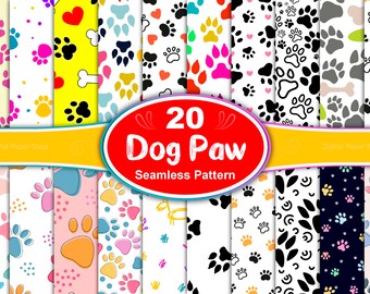 Dog Paw Print Seamless Pattern: Pet Lover Designs (Digital Paper)
