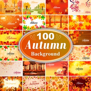 Herbst Hintergrund Bundle, Herbst Banner, Herbst Hintergrund, Herbst Tapete, Herbst Saison Landschaft Hintergrund, Herbstlaub Digitales Papier