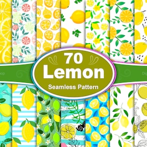 Zitrone Muster: 70 lebhafte Zitrus Designs (Digitaler Download)