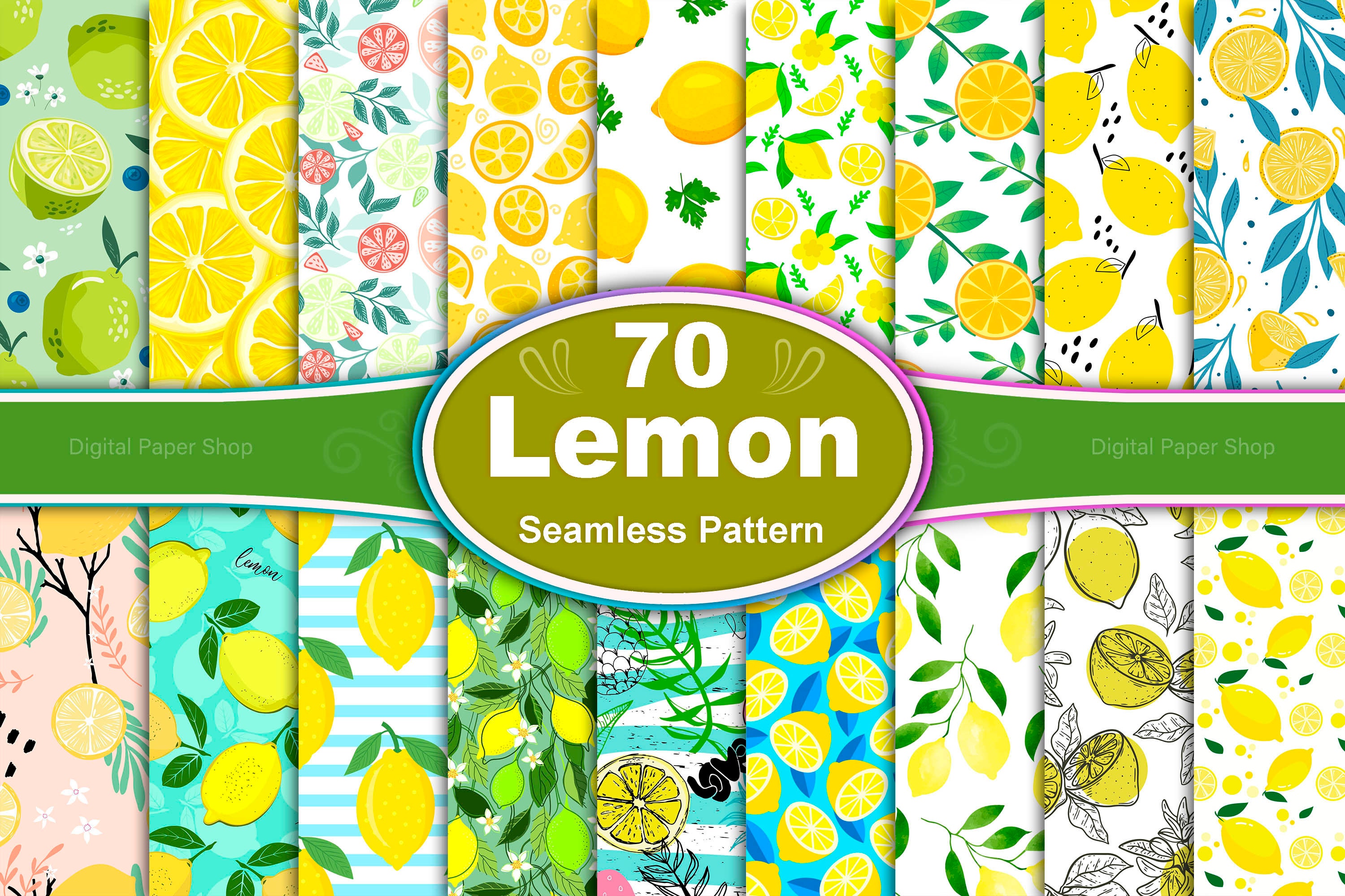 Lemon Seamless Pattern, Lemon Pattern, Lemon Digital Paper, Lemon Slice ...