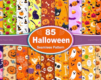 Halloween Seamless Pattern Bundle: Scrapbook Paper, Digital Prints