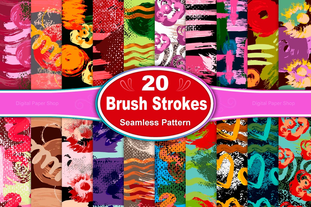Abstract Brush Strokes Seamless Pattern: Vivid Harmony (digital Paper ...
