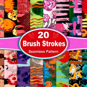 Abstract Brush Strokes Seamless Pattern: Vivid Harmony (Digital Paper)