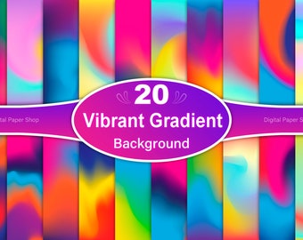May include: 20 vibrant gradient backgrounds in a variety of colors. Digital Paper Shop.