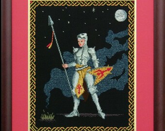 Wojowniczka Kapłanka średniowieczna fantasy zbroja liczona krzyżykowo tabela haftu - Bard Design Cross-Stitch - pobieranie cyfrowe