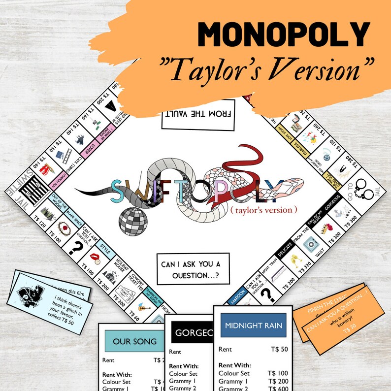 Taylor Swift Monopoly Digital Printable Board Game - Etsy Australia
