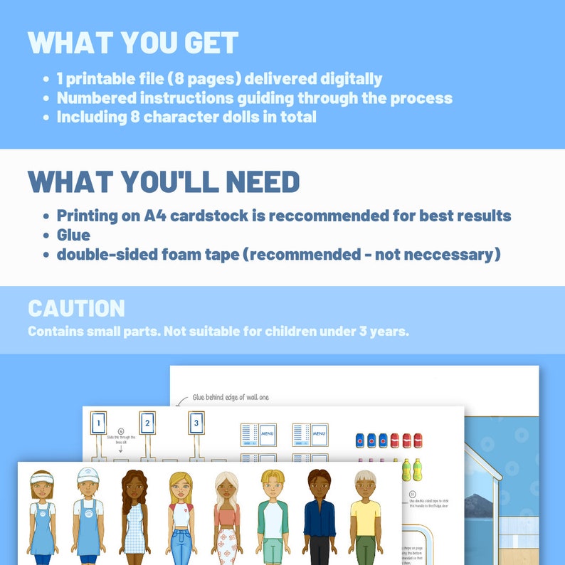 Paper Doll Restaurant Printable Arts & Craft Activities for Etsy