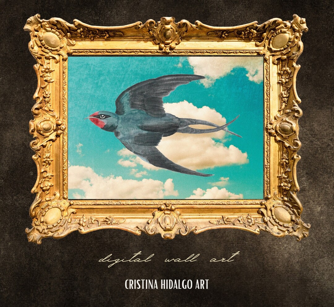 Barn Swallow Wall Art Gothic Home Decor Vintage Digital Etsy