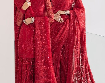 Eid Special Pakistani Red lehenga Designer Clothes for Women Bridal wedding Dresses outfit for bride lehengas Design Made on order UK USA