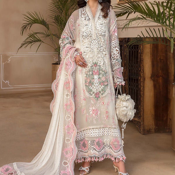 Pakistani White Shalwar Kameez | Embroidered Chiffon Art Collection for Special Occasions, Party Wear Dresses and Suits Made to Order 2024