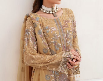 Custom Pakistan Wedding Dress, Pakistani Suit Set, Wedding Wear Suit, Partywear, Eid Special Dress, Brown Dresses Made to Order USA UK 2024