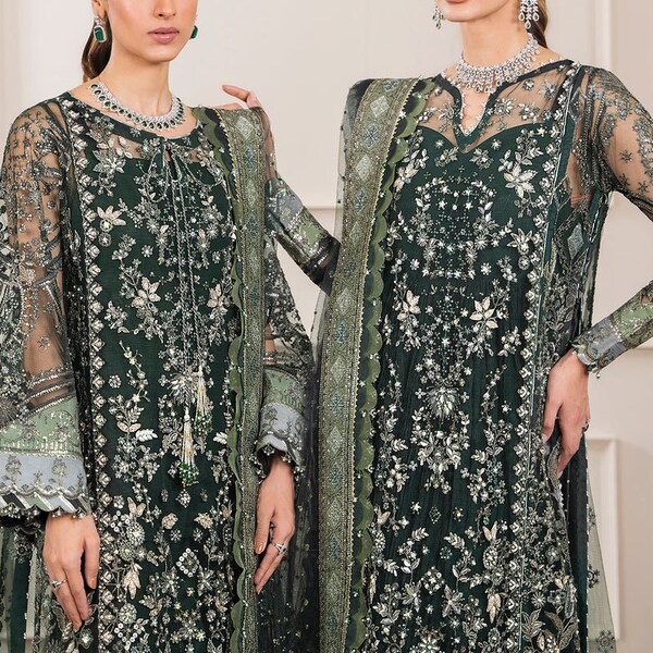 Eid Special Pakistani lehenga Designer Clothes for Women Bridal wedding Dresses outfit for bride lehengas Design Green Made on order UK USA