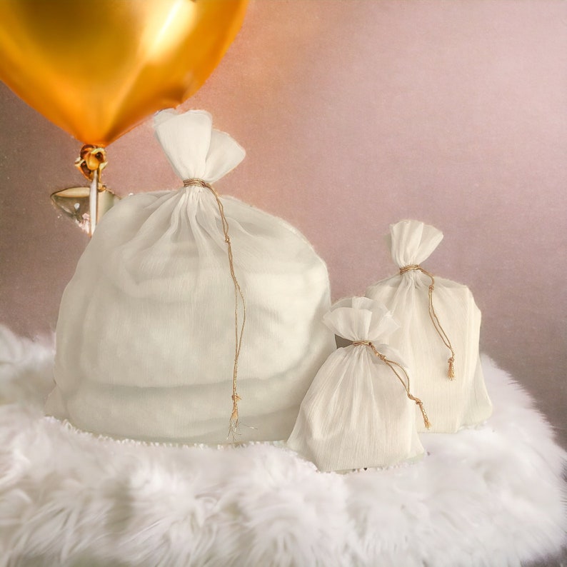 The White Color Drawstring Pouch Bag Set of 3 Piece Baby Etsy