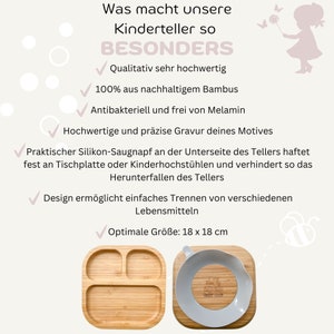 Bambusteller mit Saugnapf, personalisiert mit Namen und Tiermotiv, ideal als Geschenk zur Geburt, Taufgeschenk oder als Babygeschenk zu Weihnachten. Kindergeschirr aus Holz auch super als Babygeschenk zur Geburt für Mädchen und Jungen.