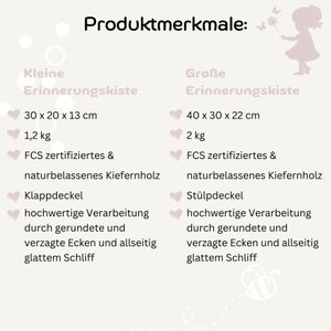 Erinnerungskiste Baby personalisiert, Babygeschenk Geburt Erinnerungskiste, Holzkiste personalisiert, Holzbox personalisiert, Geschenke Baby Bild 8