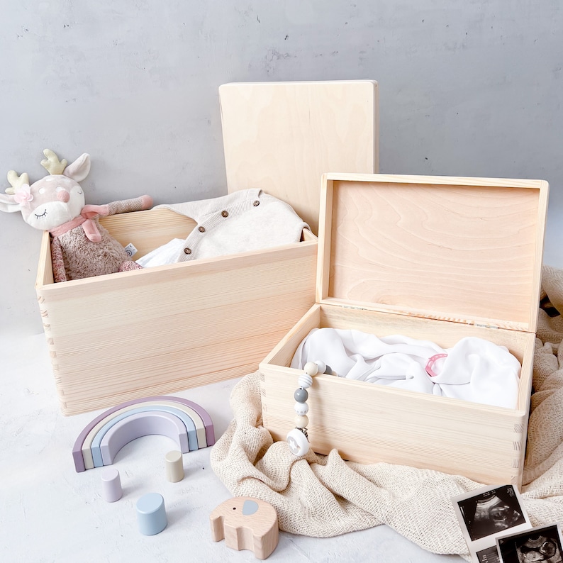 Erinnerungskiste Baby personalisiert, Babygeschenk Geburt Erinnerungskiste, Holzkiste personalisiert, Holzbox personalisiert, Geschenke Baby Bild 7