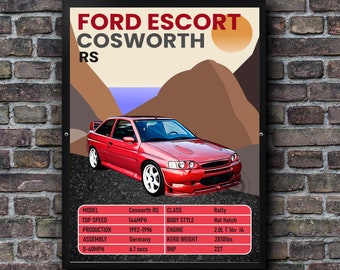 Ford Escort Cosworth 'Cossie' RS Poster Print Classic Car Automobile Wall Art