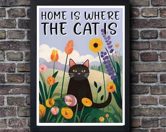 Funny Cat Quote Print: Floral Kitten Poster, Cat Lover Gift