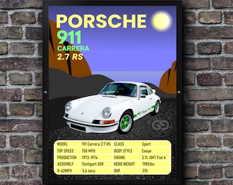 Porsche 911 Carrera 2.7 RS Poster Print Classic Car Automobile Wall Art