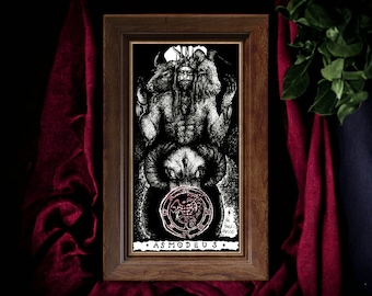 Lámina de Tarot de Asmodeo, decoración satánica oscura para el hogar (descarga digital)