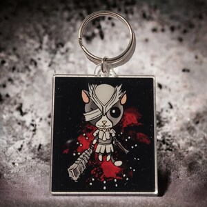 BloodBorne The Binding Of Isaac, Perfektes Nerd Geschenk - Guppy Schlüsselanhänger, Crossover Design, Katze Schlüsselanhänger, Nerd Schlüsselanhänger, Resin Schlüsselanhänger, TBOI
