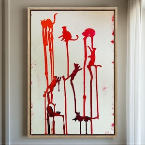 Origineel kattenschilderij, modern kleurrijk huisdecor, 16,53 x 11,69 in