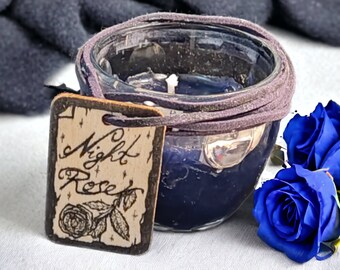 Home decor, scented candle "Night Rose", dark blue candle with rose scent essence