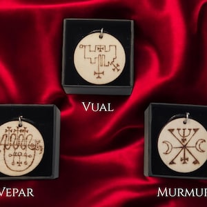 Demon Sigil Dukes of Hell Sigil Charms - handmade necklaces pyrographed Demon Dukes sigils, occult pendant, satanic necklace occult necklace