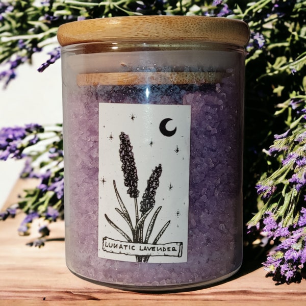 Essential oil bath salts "Lunatic Lavender" perfect for aromatherapy and gift for everyone, beauty and self care