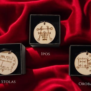 Demon Sigil Princes of Hell Sigil Charms - handmade necklaces pyrographed Demon Prince sigils, occult pendant, satanic necklace